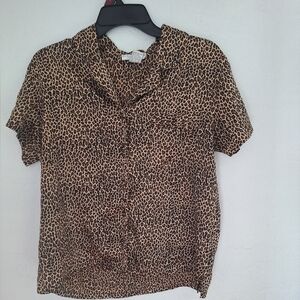 Morgan Taylor Intimates Satin Animal Print Pajama Top Size XS